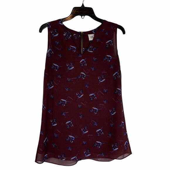 CAbi #3444 Icy Bouquet Purple Floral Tank Blouse Size Woman's XS - Picture 1 of 6